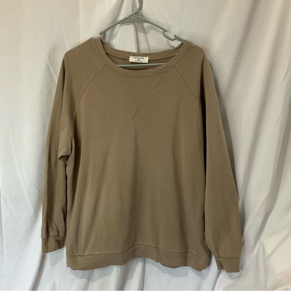 Zenana Outfitters Taupe Crewneck Sweatshirt